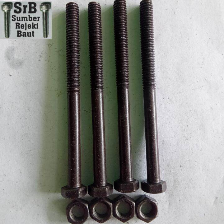 Baut Baja M8 Kunci 12 (5,16×4) Drat Kasar+Mur Harga Satuan | Lazada ...