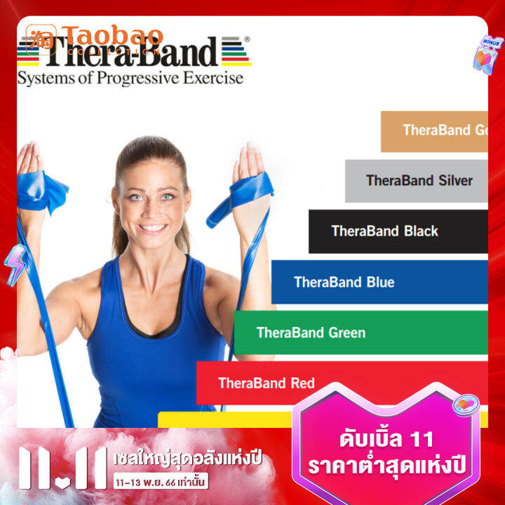 สายรัดยางยืดอเมริกา-thera-band-พร้อมสายยืดยางยืดยางแบนสายรัดฟื้นฟูสมรรถภาพแรงดึงกระชับสัดส่วน