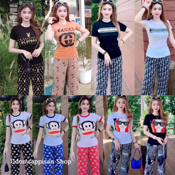 ส่งฟรี-ชุดเซ็ท-2-ชิ้น-เสื้อรัดรูปนมโต-กางเกง-ขนาดฟรีไซส์-อก-32-38-นิ้ว-เอว-24-32-นิ้ว-สะโพก32-40-อัพเดทลายใหม่เรื่อยๆกดติดตามร้านไว้นะคะ-ชุดแฟชั่น-เสื้อผ้าแฟชั่น