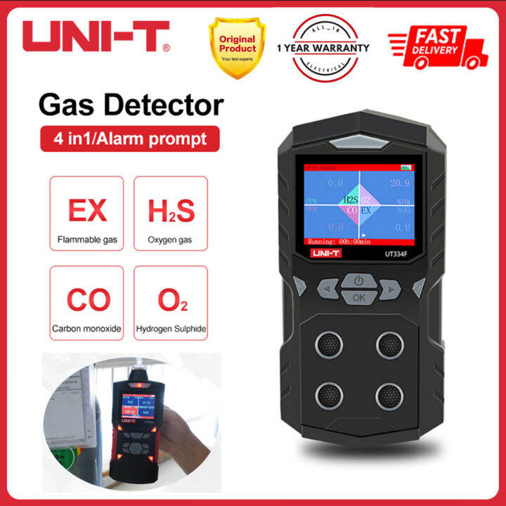 【Ready Stock】UNIT UT334G Gas Detector Leakage UT334 Series 4 in 1 Gas Tester O2 H2S CO EX