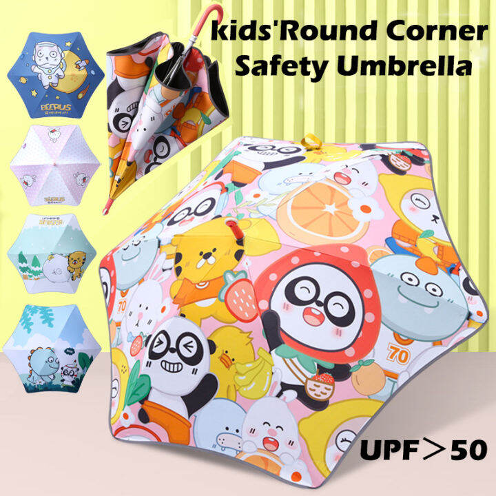 Kids Umbrella Round Corner Children Umbrellas Student Cartoon Sun and