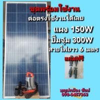 ปั๊มน้ำโซล่าเซลล์พร้อมแผงโซล่าเซลล์150W ปั๊มจุ่มDC 300W 12V สายไฟยาว 6 เมตร ต่อตรงใช้งานได้เลย