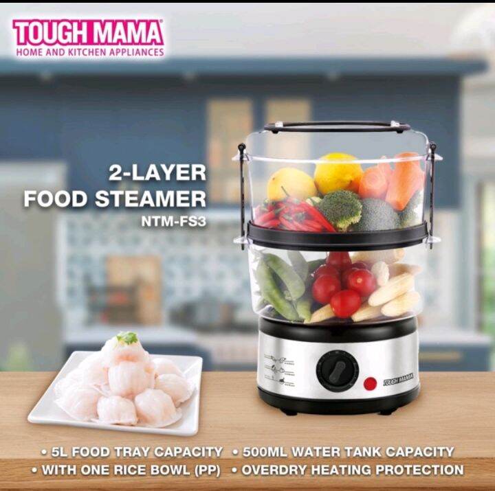 TOUGH MAMA 2 LAYER FOOD STEAMER 5.L FOOD CAPACITY NTMFS3 230V Lazada PH