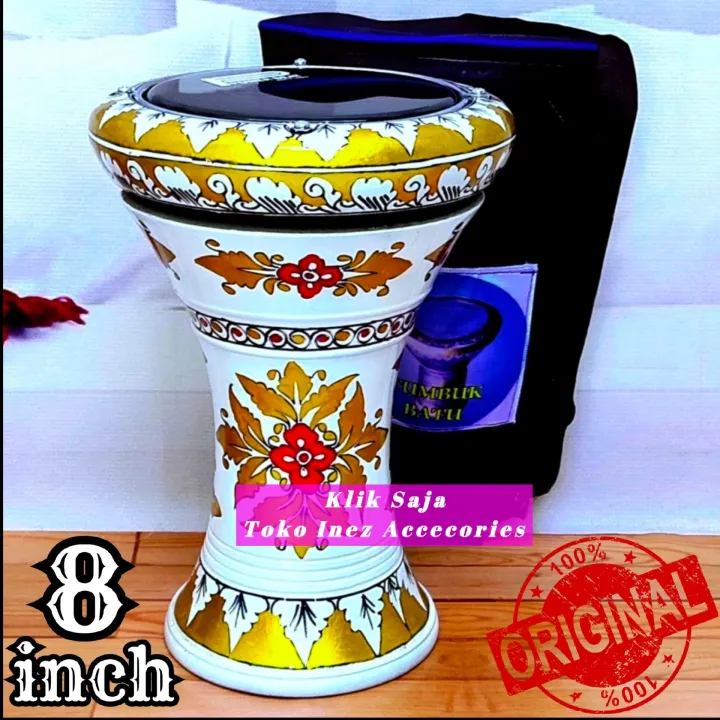 Dumbuk Atau Darbuka Kayu 8 inch Putih Gold Power Beat Hitam Lazada