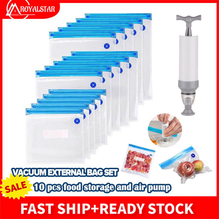 Royalstar 10pcs Reusable Vacuum Bag Sealed Airtight Vacuum Plastic Bag