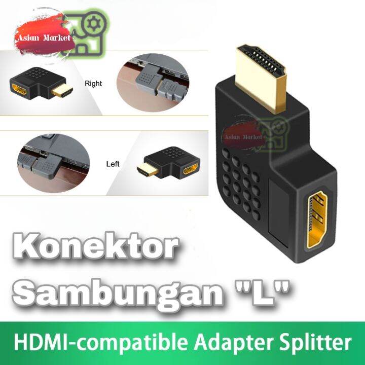 Adaptor sambungan kabel HDMI Betina ke Jantan bentuk L | Lazada Indonesia