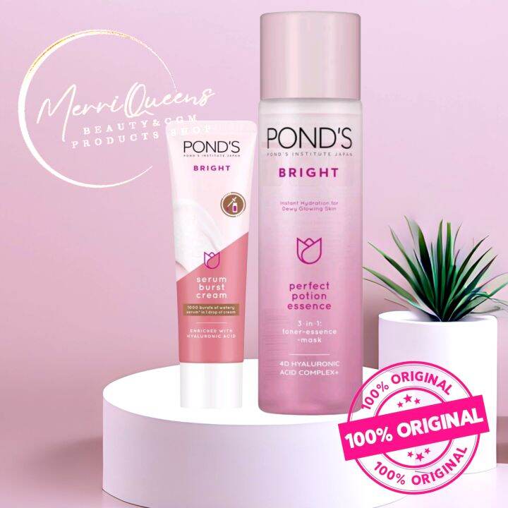 Ponds Bright Serum Burst Cream 20mL & Perfect Potion Essence Toner ...