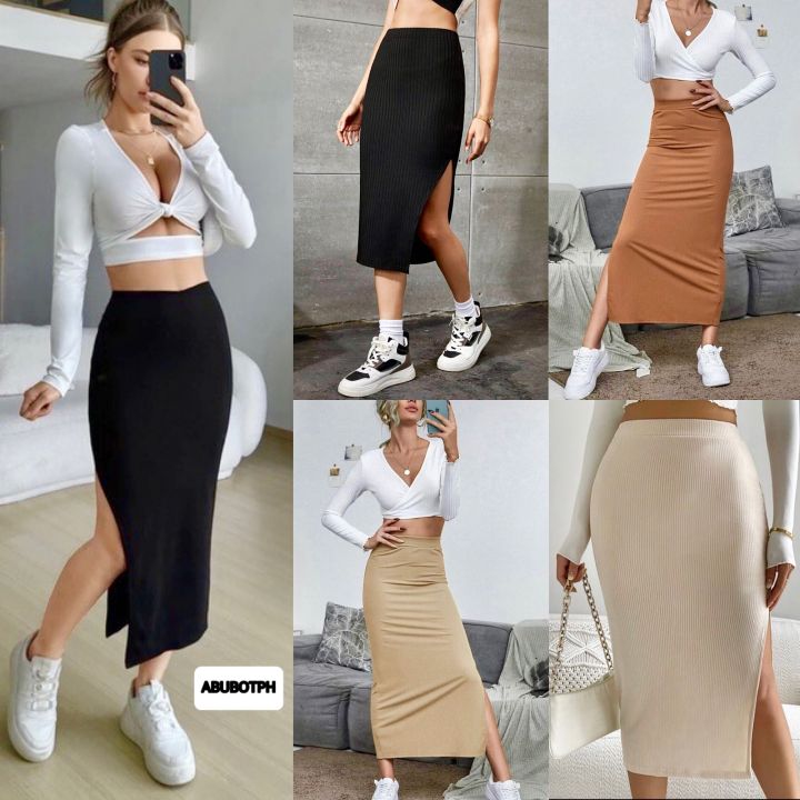 SAMMY KOREAN Knitted Pencil Long Skirt | Lazada PH