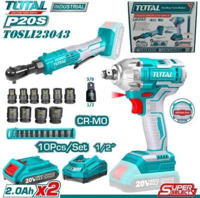 TOTAL รุ่น TOSLI23043 COMBO SET 13 เครื่องยิงลูกบ๊อกซ์+ด้ามฟรีไร้สาย 20V+ชุดลูกบ๊อกซ์ พร้อมแบต 2.0Ah 2ก้อน และแท่นชาร์จ

ในชุดประกอบด้วย 
1 เครื่อง เครื่องยิงลูกบ๊อกซ์ ไร้สาย 20 โวลท์ รุ่น TIWLI2038 
1 เครื่อง ด้ามฟรี 3/8 นิ้ว ไร้สาย 20 โวลท์