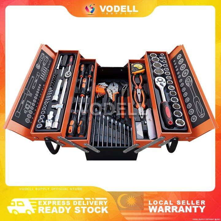 VODELL 85pcs Cantilever Metal Tool Box Set 5 Tier 1/2" & 1/4