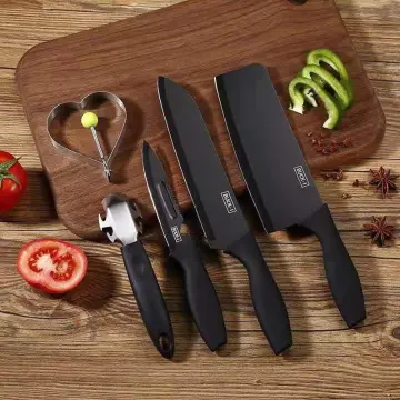 Yousunlong Knife Block Sets - 5pcs Kitchen Knives Set Japanese Aus8 Steel Black Titanium with Gift Box