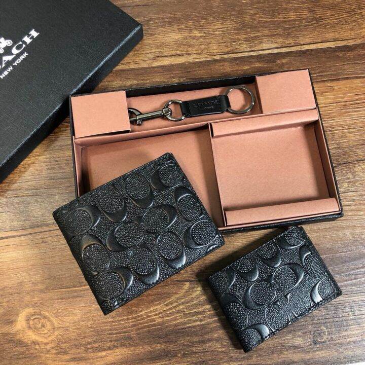 Coach Black Embossed Signature Men Wallet Lazada Indonesia