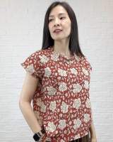 เสื้อคอถ่วงแขนปีก ผ้าคอตตอนอินเดียแฮนด์บล๊อก (Cotton India Hand-Block Print)