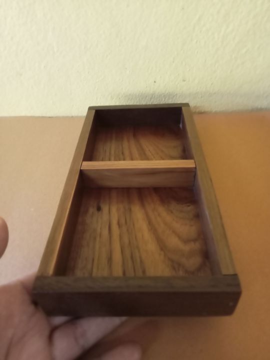 กล่องไม้สักเอนกประสงค์-กล่องใส่ของจิปาถะ-อุปกรณ์จัดเก็บบนโต๊ะทำงาน-กล่องมินิมอล
