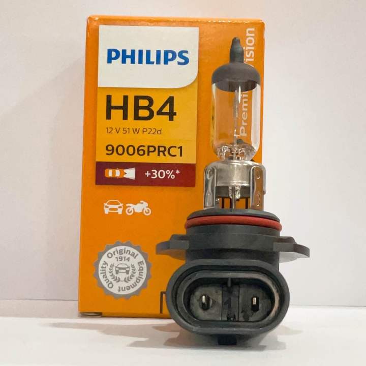 หลอดไฟหน้า-รถยนต์-philips-premium-vision-30-ขั้ว-h1-h3-h4-h7-hb3-hb4-h11