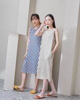 MUMA Sleeveless Midi Dress (LDB03) รุ่นนี้มีซับในกับกระเป๋า 2 ข้าง เเละซิปหลังยาวใส่ง่ายค่ะ ⁠ Beige,Stripe⁠ ฿1390⁠ Fabric:Cotton Linen (with lining)⁠ S:อก36"/สะโพก39”/ยาว41”⁠ M:อก39”/สะโพก42”/ยาว42”⁠