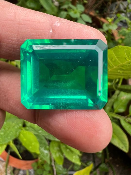 พลอย-columbiaโคลัมเบีย-green-doublet-emerald-มรกต-very-fine-lab-made-octagon-shape-19x15-มม-mm-18กะรัต-1เม็ด-carats-รูปสี่เหลี่ยม-พลอยสั่งเคราะเนื้อแข็ง