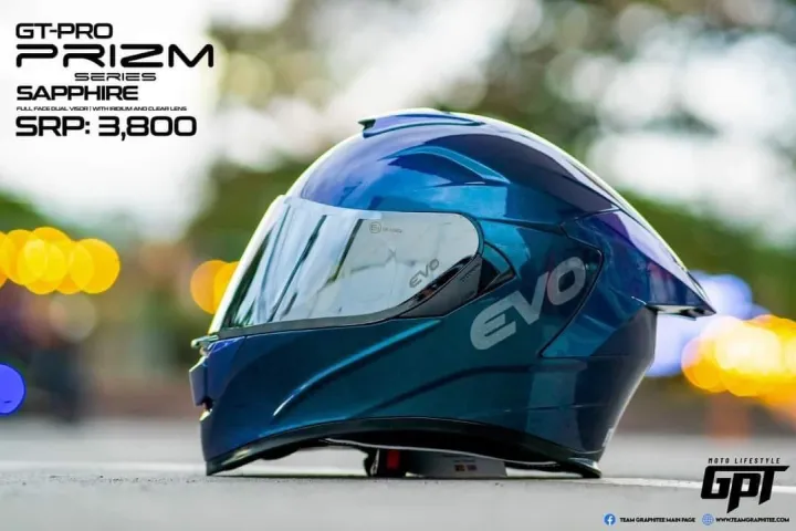 Evo Gt Pro Prizm Dual Visor Quick Release Lock Free Clear Lens Helmet Bag Free Delivery