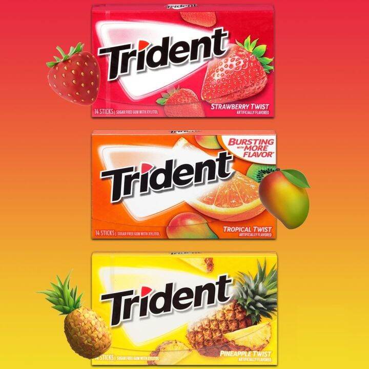 American Imported Trident Trident Xylitol Sugar Free Gum Bubble Gum