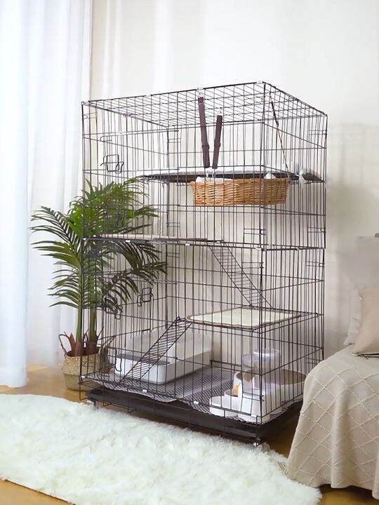 Petorldog Foldable Cat Cage Easy Assembly Large Size Pet Cage 3/4 Layer