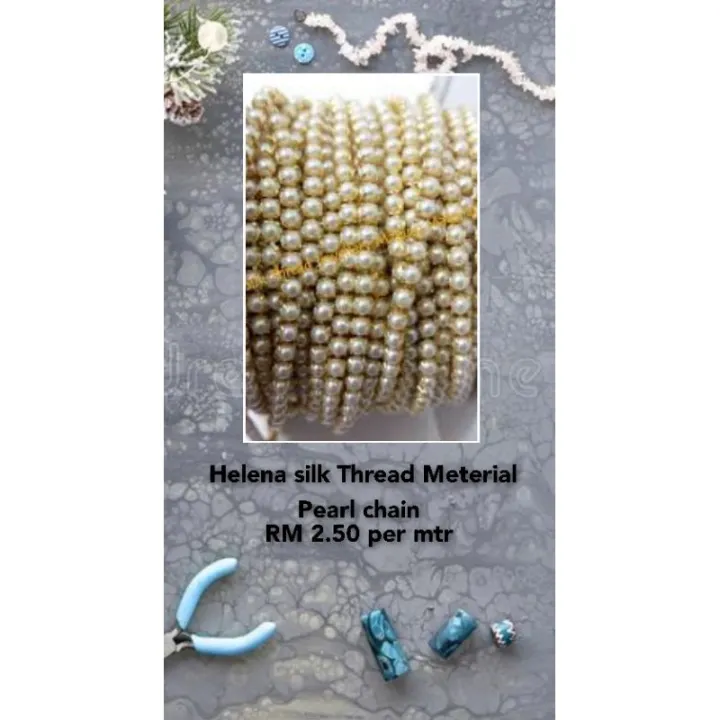 White Pearl Chain for Silk Thread Jewellery making small size Lazada