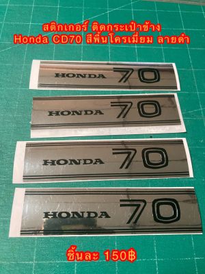 Logic Sticker สติกเกอร์ Honda CD70 ติดกระเป๋าข้าง สีพื้นโครเมี่ยมลายเส้นดำ ต้องการเปลี่ยนสีแจ้งทางข้อความ---