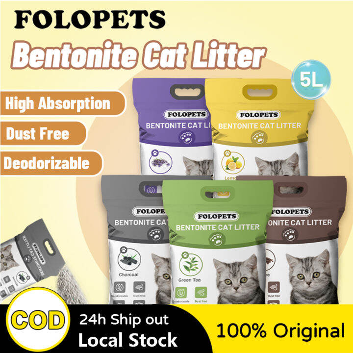 FOLOPETS 5L Bentonite Cat Litter Sand Clumping Highly Absorbent Mixed