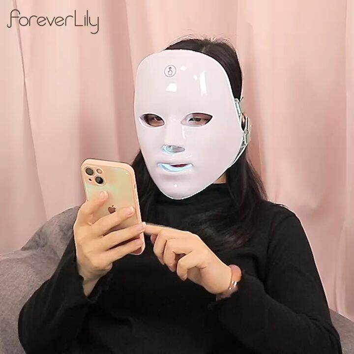 foreverlily Facial LED Mask 7 Colors LED Photon Therapy Beauty Mask