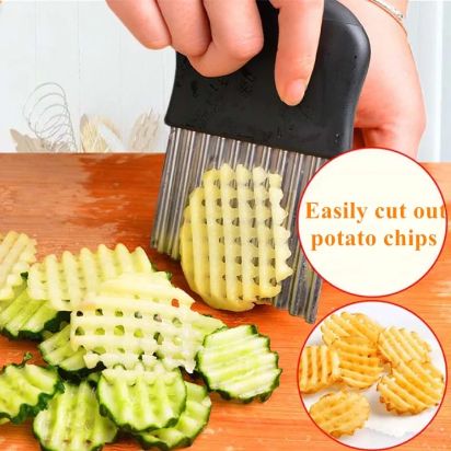 Cheap Stainless Steel Potato Chip Slicer Dough Vegetable Fruit Crinkle Wavy  Slicer Knife Potato Cutter Chopper French Fry Maker Tools