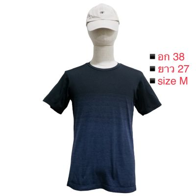 Uniqlo เสื้อแขนสั้น คอกลม รุ่น dry-ex , anti-bac ผ้าตาข่าย นิ่มๆ ใส่สบาย ระบายอากาศได้ดี (สีกรมท่า)