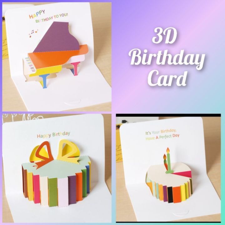 🇲🇾 Ready Stock!! 3D Pop Up Happy Birthday Greeting Cards With Envelope ...