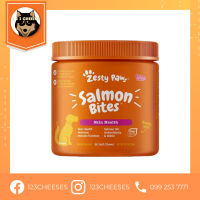 ZESTY PAWS Salmon Bites for Dogs, Skin &amp; Coat, All Ages สำหรับสุนัขทุกวัย รสแซลมอน 90 ชิ้น หมวดบำรุงผิวหนังและขน