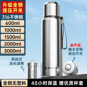 1L2L Thermos Water Bottle With Straw Lid Vacuum Stainless Steel Large  Capacity Kettle, Cold 48 Hours