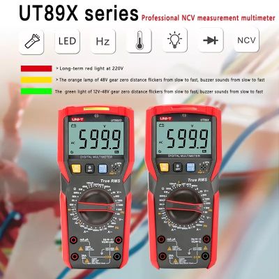 UNI-T หน่วย UT89X UT89XD มินิมัลติมิเตอร์แบบดิจิตอล AC DC โวลต์มิเตอร์ความจุเครื่องทดสอบความต้านทาน True RMS NCV 20A Current