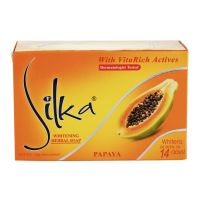 สบู่มะละกอ  ขนาด 65,135 กรัม  Silka Whitening Herbal Papaya Soap