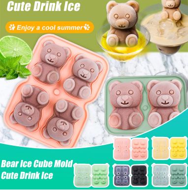 Cute Teddy Bear Ice Cube Tray, Silicone Flexible Food Grade Ice