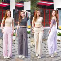 LILY VALLEY - MUGUET PANTS กางเกงเอวสูงทรงวินเทจ ผ้าทอลาย ใส่ทั้งวันผ้าไม่ยับ พริ้วๆชิลๆ ใส่สบายสุดๆ ผ้าพรีเมี่ยม งานคัตติ้ง