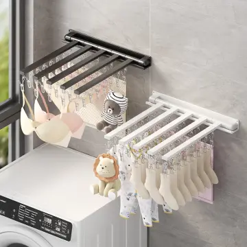 Rotate Cloth Hanger with clips bra Socks Drying Rack wall mount