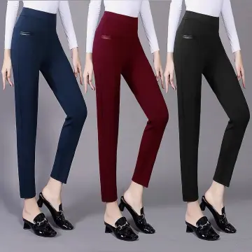 Ready Stock S-5XL Women Office Wear Work High Elastic Glossy Leggings Female  Plus Size Stretch Pencil Pants Black Skinny Trousers Ladies big size long  pant Spring Autumn Girl Thin Shorts Five-point Seven-point