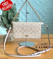 กระเป๋าสะพาย COACH ANNA FOLDOVER CLUTCH CROSSBODY CHAIN IN C SIGNATURE CANVAS ออก Shop USA รับประกันของแท้ 100%