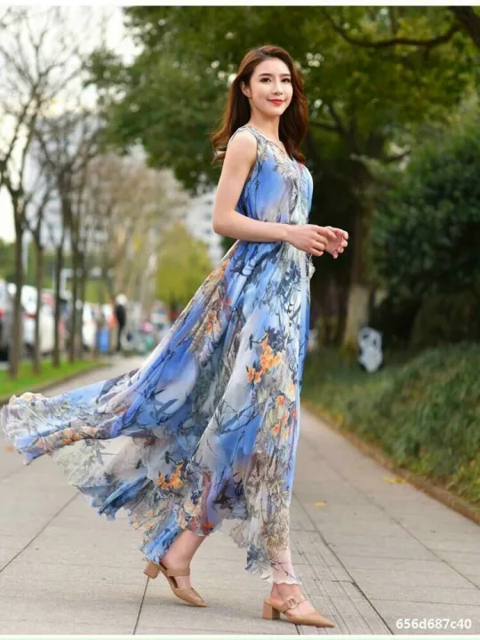 Đầm Maxi Họa Tiết Hoa Lá Yêu Kiều Cho Những Ngày Dạo Biển – Anh Anh Fashion – 4A2168 – No Brand >>> top1shop >>> lazada.vn