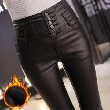 Summer Women's Leather Pants Female Winter High Waisted Pants