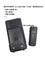 แบตเตอรี่ GP-1900 , IC-240 , A58s , ... Li-ion DC. 7.4V. วิทยุสื่อสาร