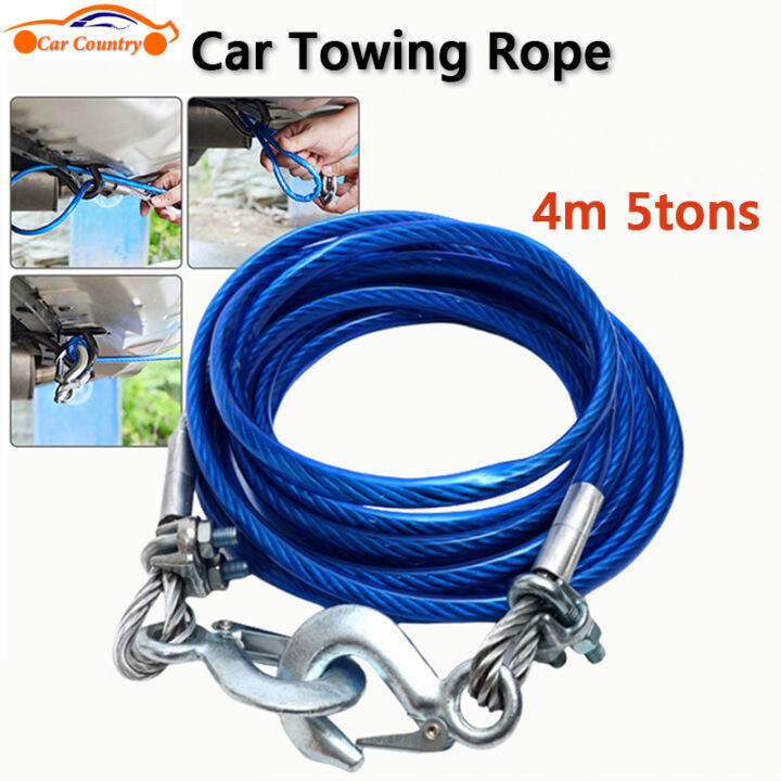 Thickened wire rope car tow rope 4 meters 5 tons offroad car towing