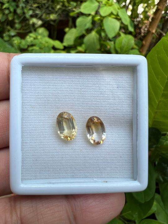 ซิทริน-พลอย-แท้-รูปไข่-8x6-มม-mm-2-เม็ด-ธรรมชาติ-100-natural-citrine-gemstone-oval-shape-2-pcs