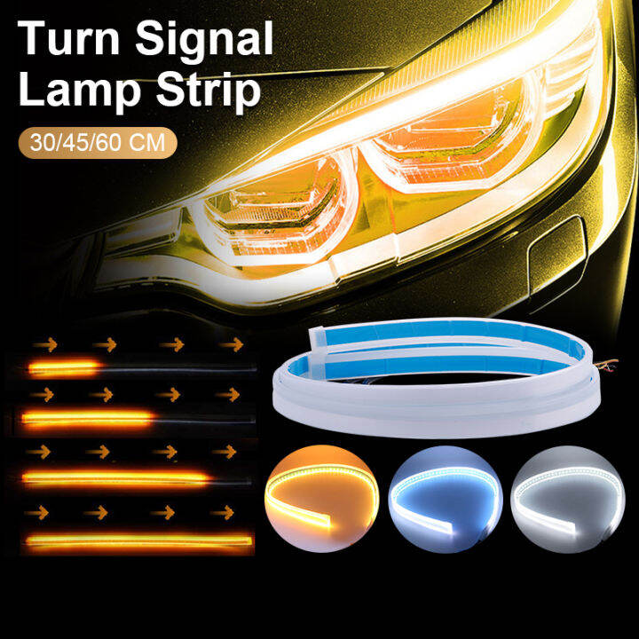 1pcs Car LED Light Strip Double Color DRL Motorcycle Auto Turn Signal