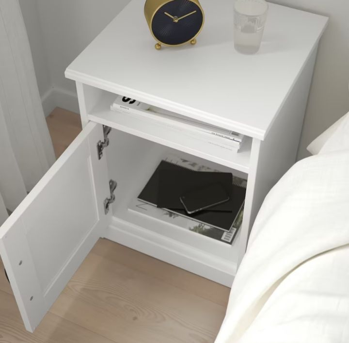 White Wood Side Table with Storage | Lazada PH