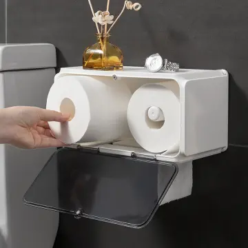 Large Toilet Paper Holder Wall-Mounted Paper Roll Holder With