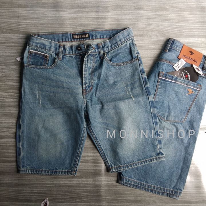 m-jeans-กางเกงยีนส์ขาสั้น-ยีนส์ริมแดงผ้าฟอก-size-28-42-นิ้ว