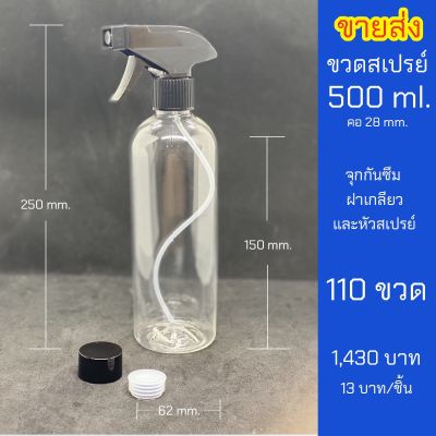 ขวดสเปรย์ 500ml พร้อมจุกและฝา ฟ็อกกี้คอ28 ปรับได้ ราคาส่ง 110 ขวด